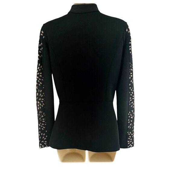 Boston Proper Black Laser Cut Long Sleeve Zip Jacket w/Pockets Sz XS Athleisure - Picture 6 of 10